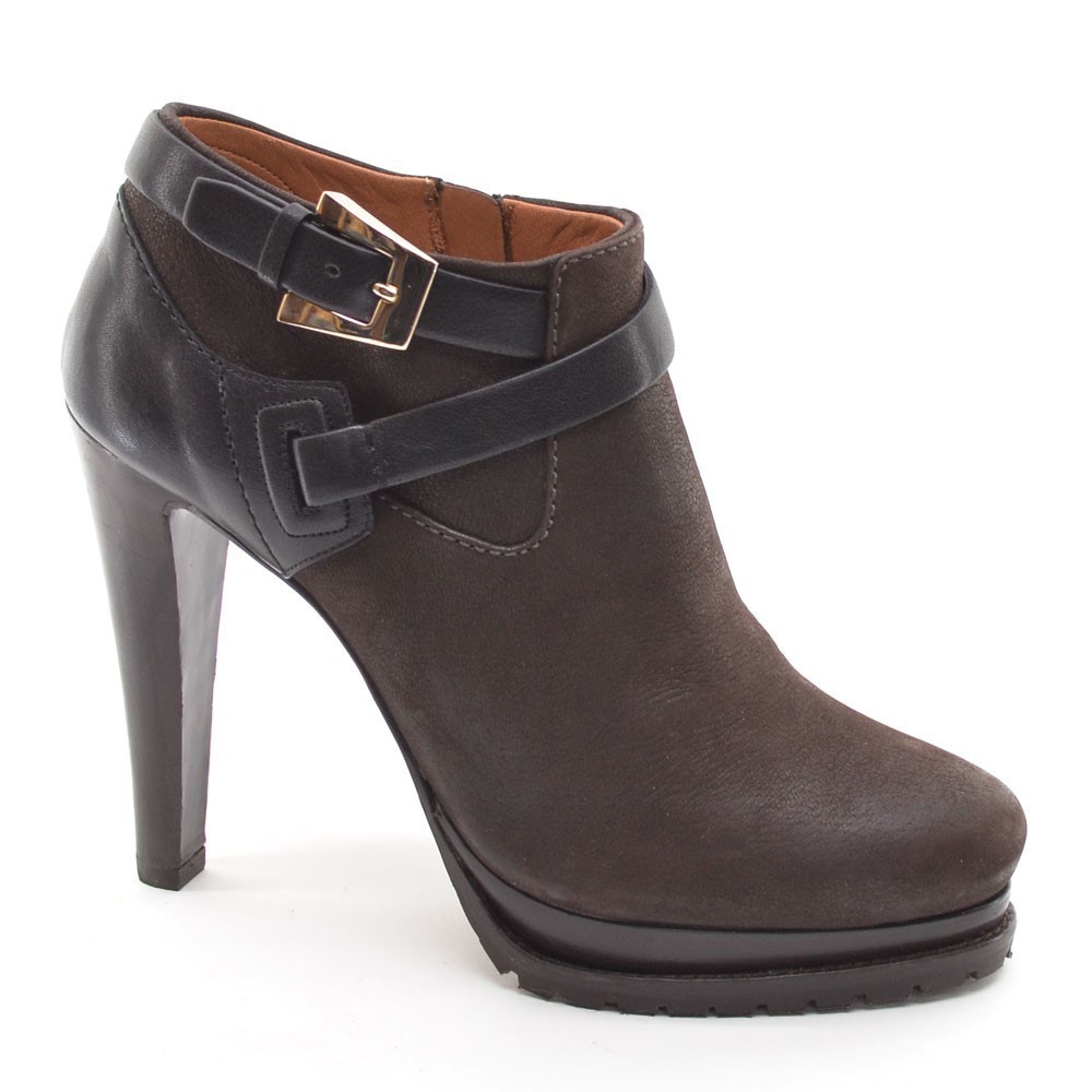 Giorgio Armani Brown Leather High Heel Buckle Bootie 38 - Picture 4 of 9